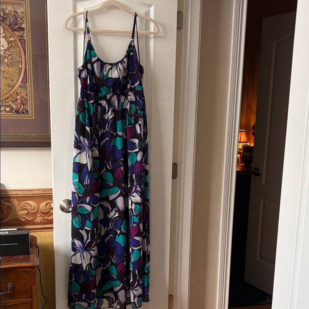 Elle Purple and Teal Floral Maxi Dress